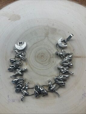 Silver Ballerina Charm Bracelet - Dance Motif